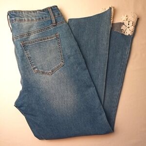 Saks Off 5th Copperflash Denim Jean Size 8 Murray Straight High Rise Lace Accent